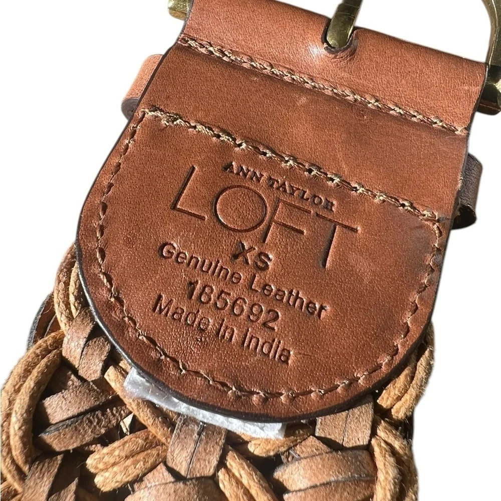 Ann Taylor Loft Genuine Leather Braided Woven Wide Belt Boho Casual